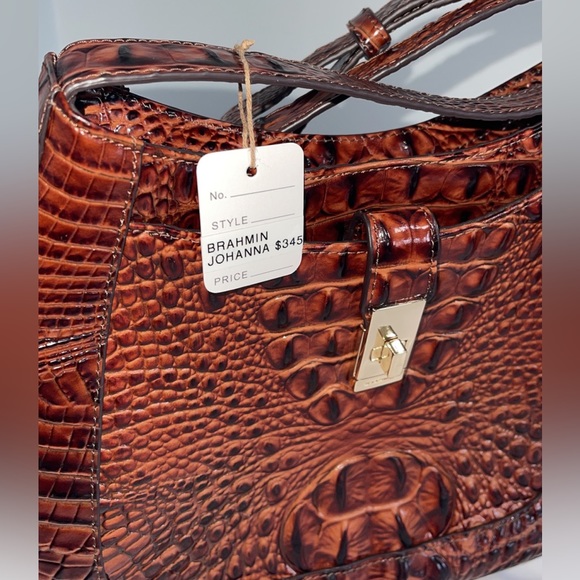 Women’s Bag BRAHMIN Melbourne Leather Pecan Johanna Brown Crossbody AUTHENTIC - Picture 11 of 14